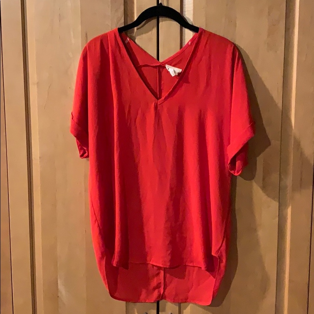 Ruby red drapey short sleeved shirt